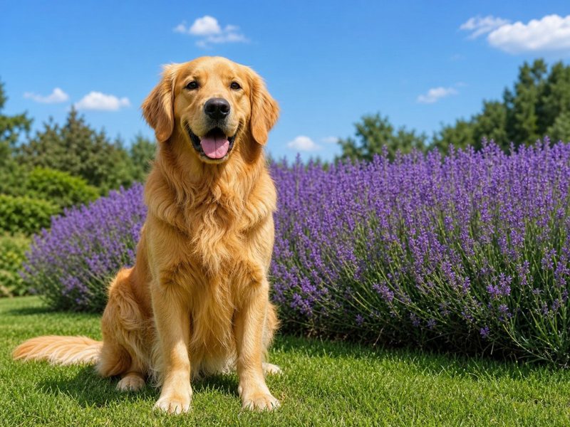 Original photo: a golden retriever sitting in a garden