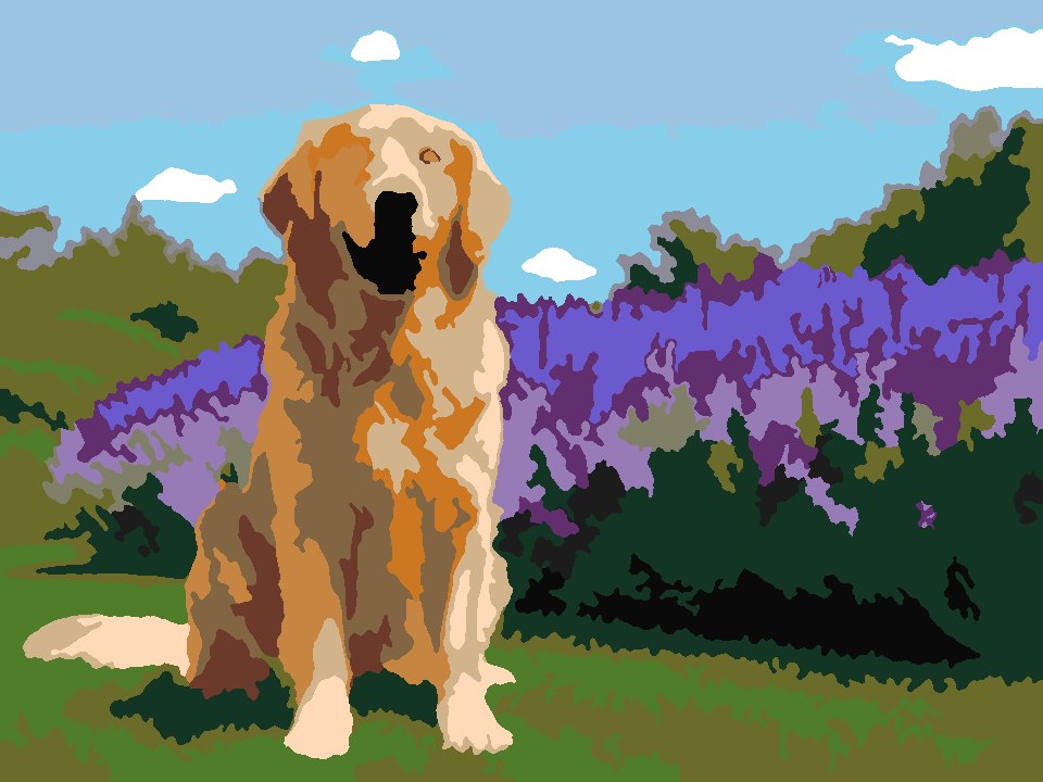 Painted preview — the same photo reduced to 24 acrylic paint colors